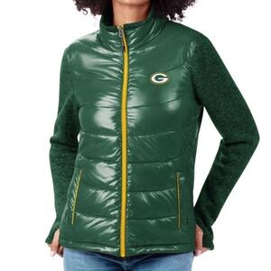 NFL Women's Green Puffer Jacket with Logo